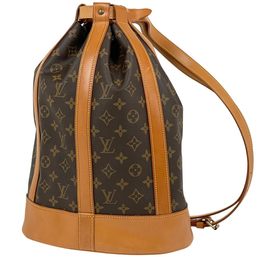 Louis Vuitton Randonee Shoulder Bag Drawstring Monogram Brown